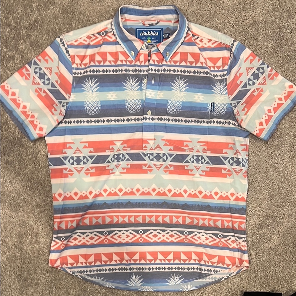 Chubbies Red and Blue Casual Button Down Shirt